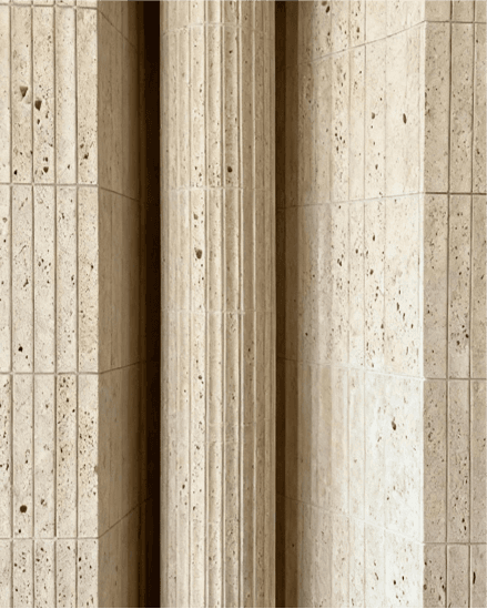 Concave Column Travertine in situ